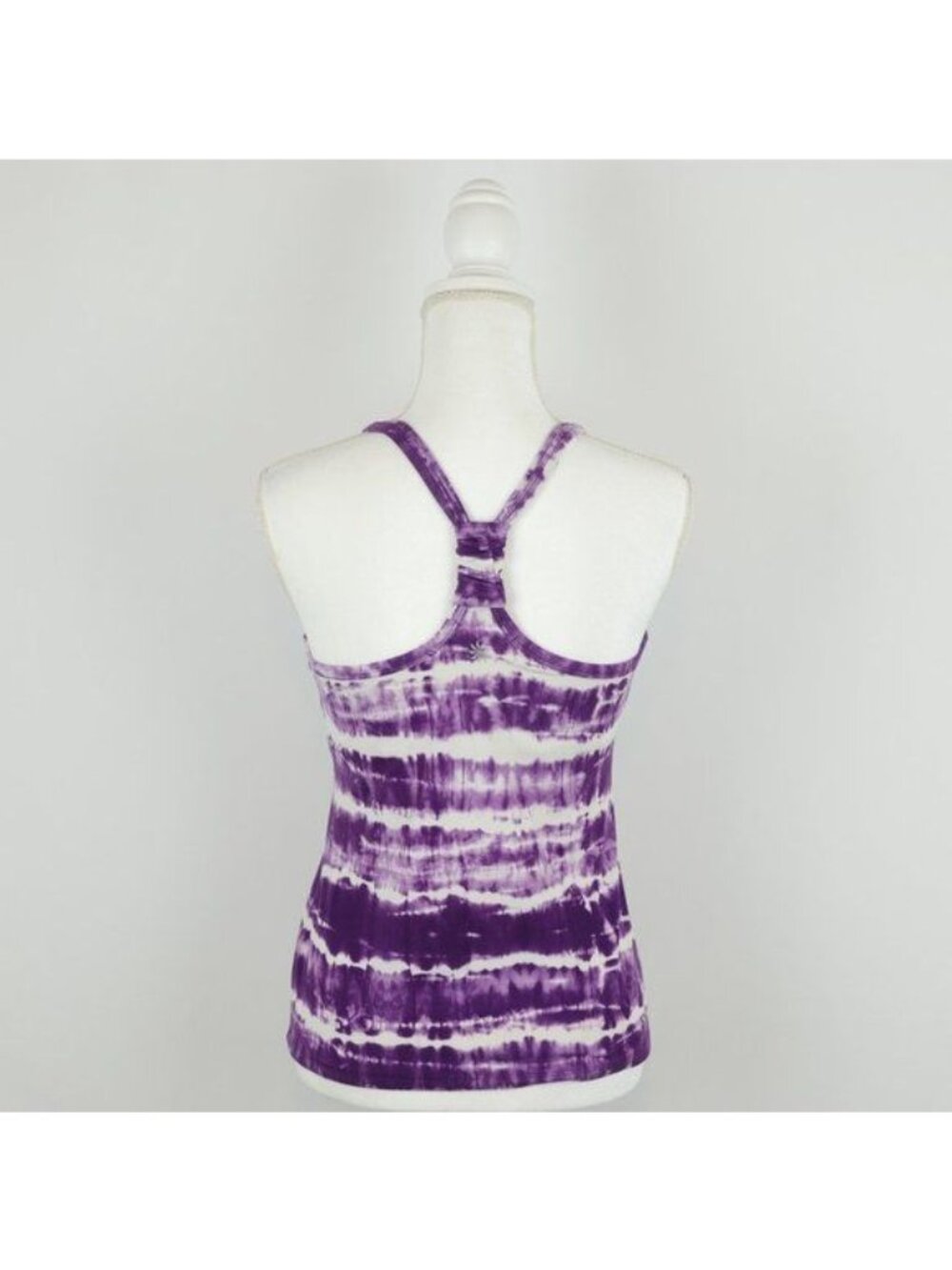 Athleta Women's Small Purple & White Tie Dye Racerback Athletic Support Tank Top - Picture 3 of 9